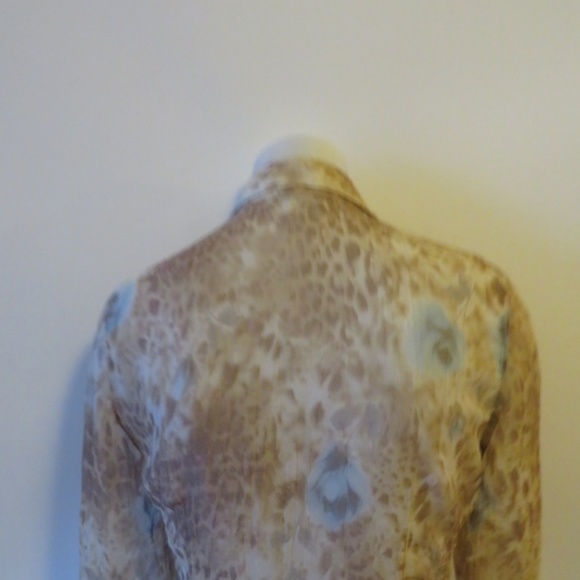 A'NUE LIGNE BROWN/CREAM/BLUE ANIMAL PRINT TOP SZ S - Picture 5 of 8